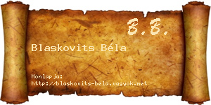 Blaskovits Béla névjegykártya
